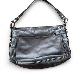 Coach Women's Metallic Gray Zoe Shoulder Bag Vintage Y2K Hobo Bag F14707